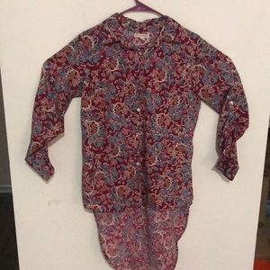 High low button down top